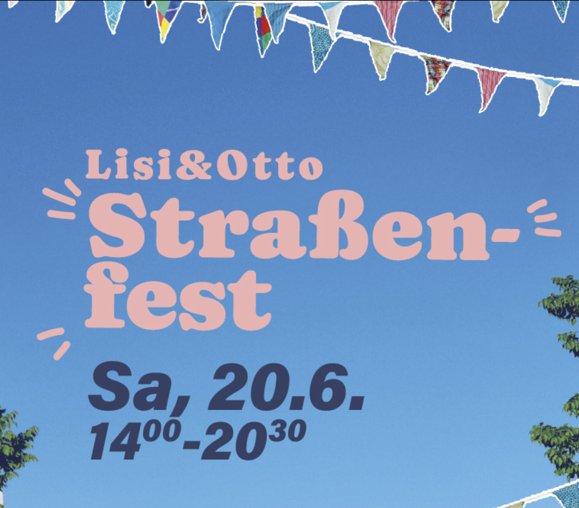 WOhnhaus und Fahnen und ANkündigung Straßenfest am 20.6.2026